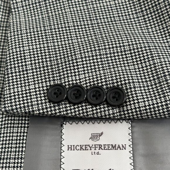 Hickey Freeman T-Model 100% Worsted Wool Houndstooth Check Blazer Men's Size 42R - Picture 1 of 15